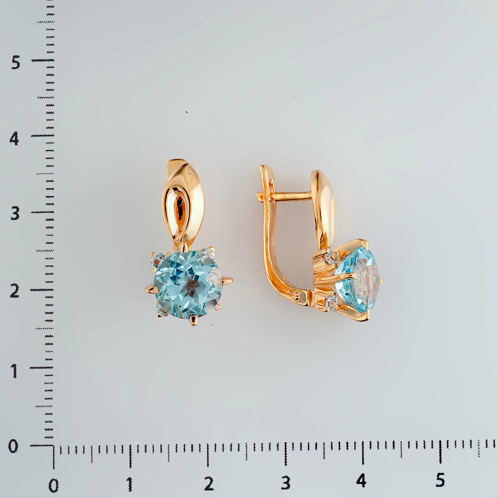 Серьги с топазом из красного золота 585 пробы