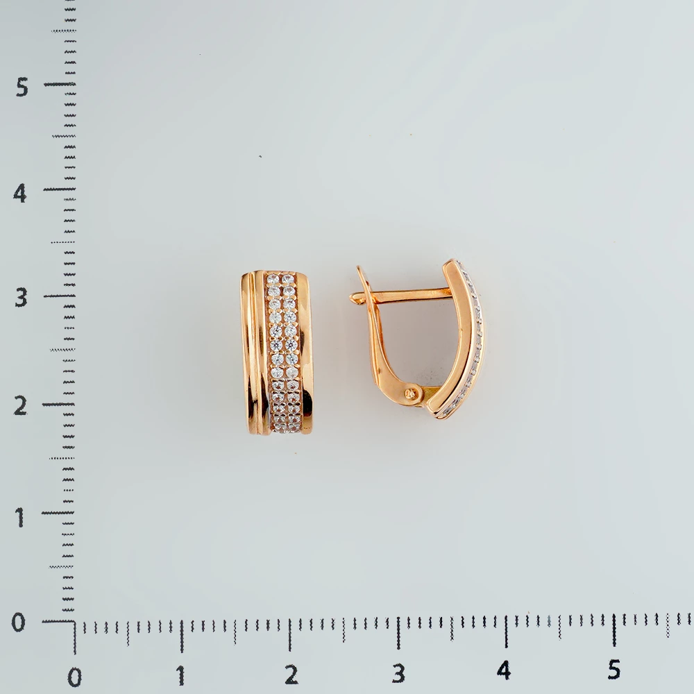 Серьги с фианитом из красного золота 585 пробы