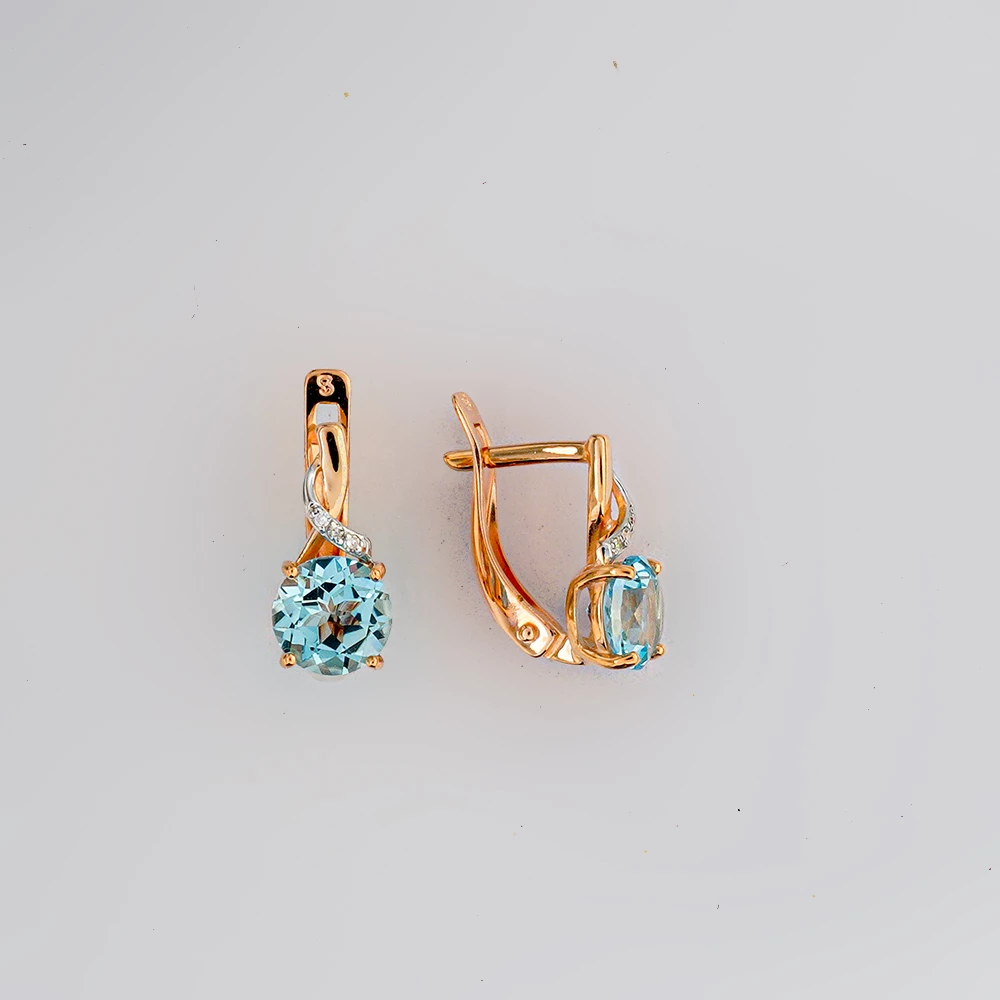 Серьги с топазом из красного золота 585 пробы