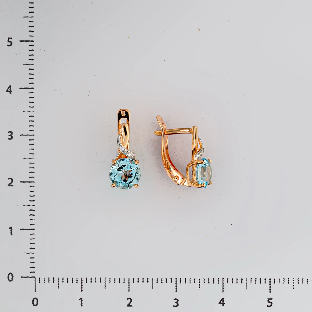 Серьги с топазом из красного золота 585 пробы