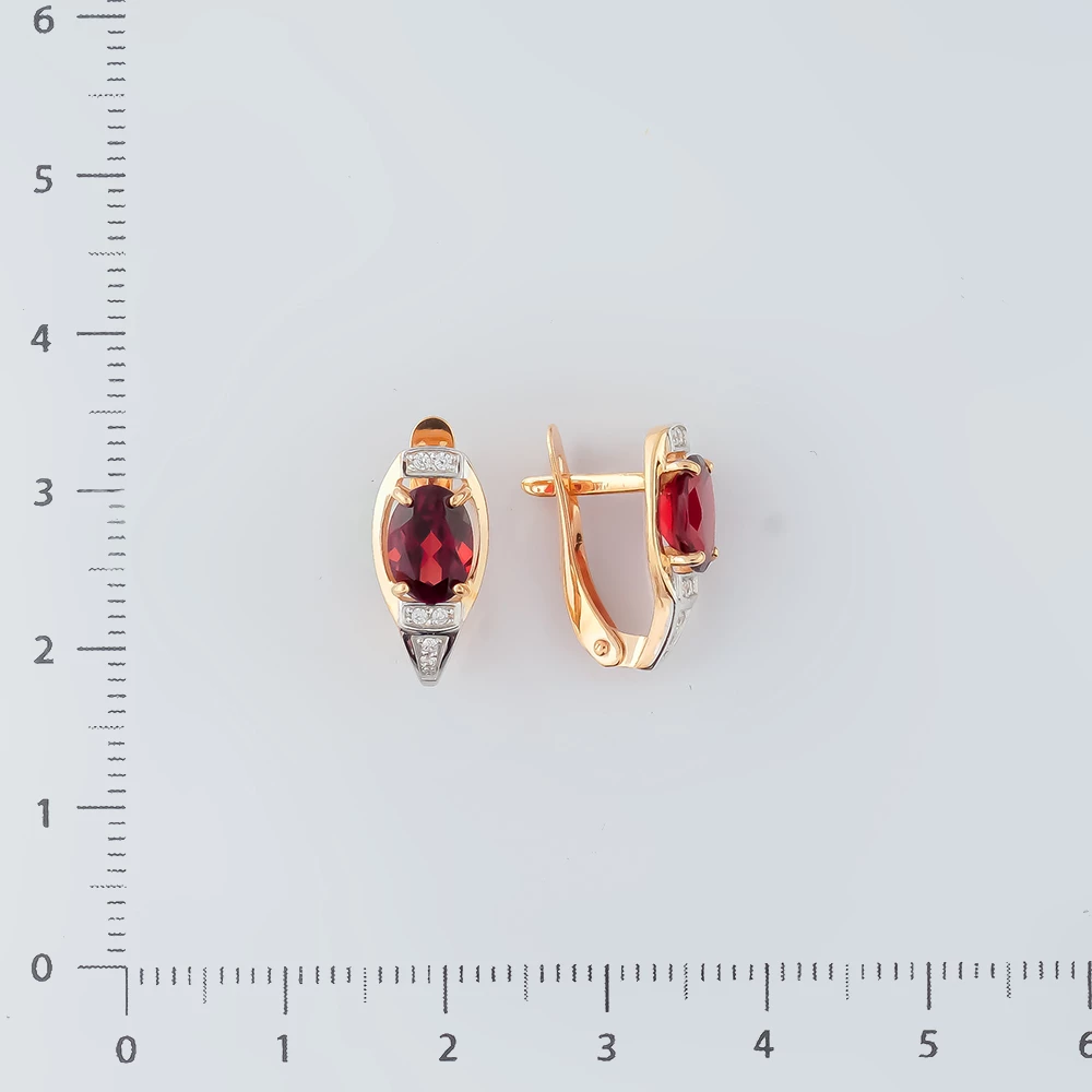 Серьги с гранатом из красного золота 585 пробы