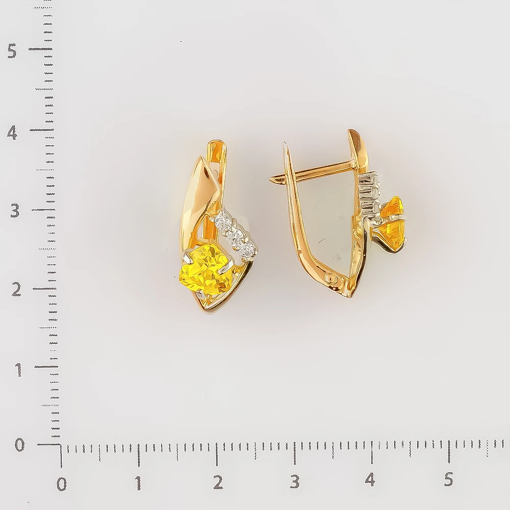 Серьги с ситаллом из красного золота 585 пробы
