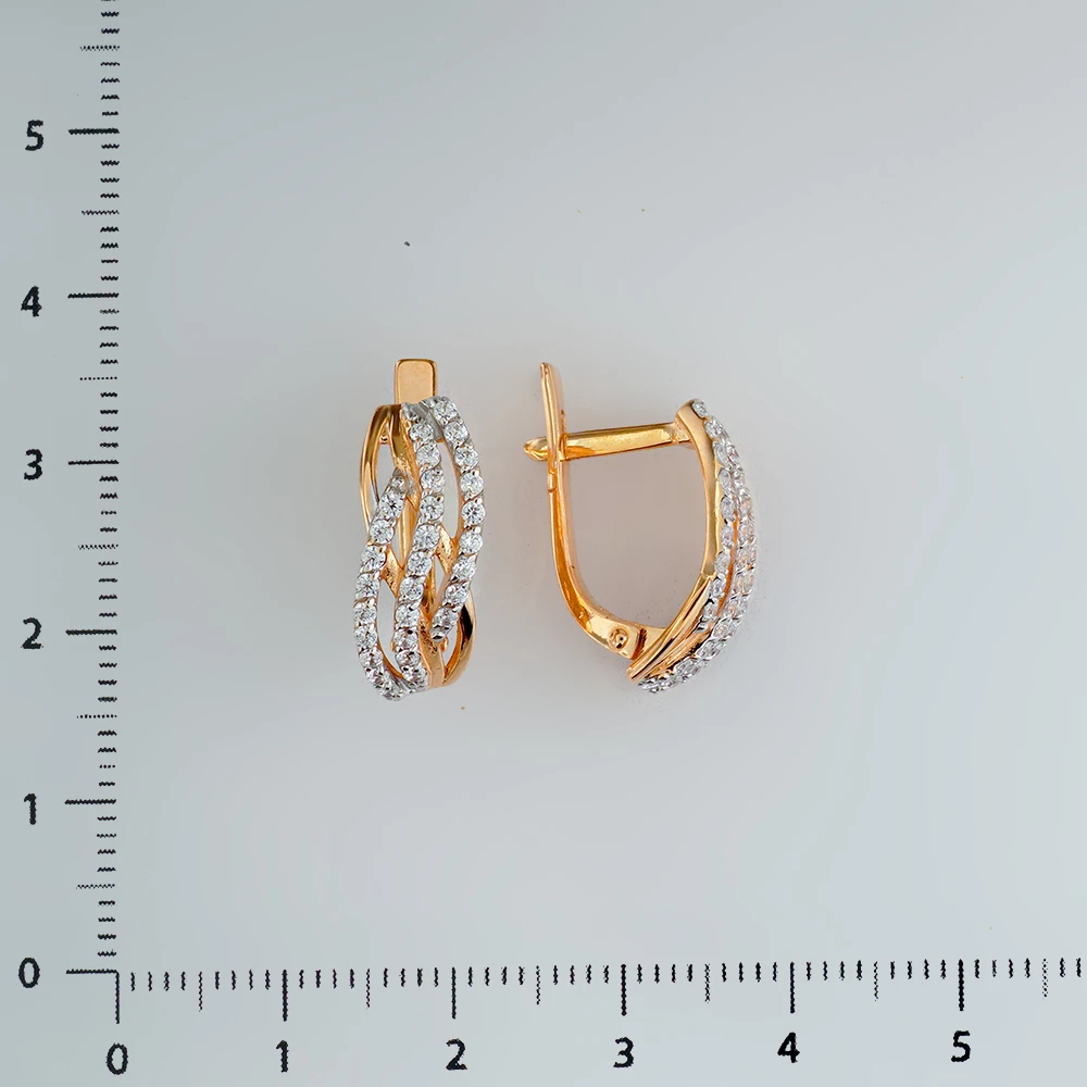 Серьги с фианитом из красного золота 585 пробы