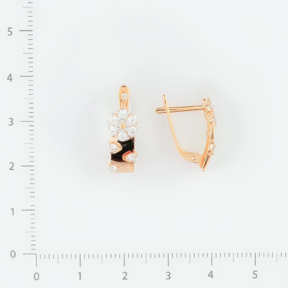 Серьги с фианитом из красного золота 585 пробы