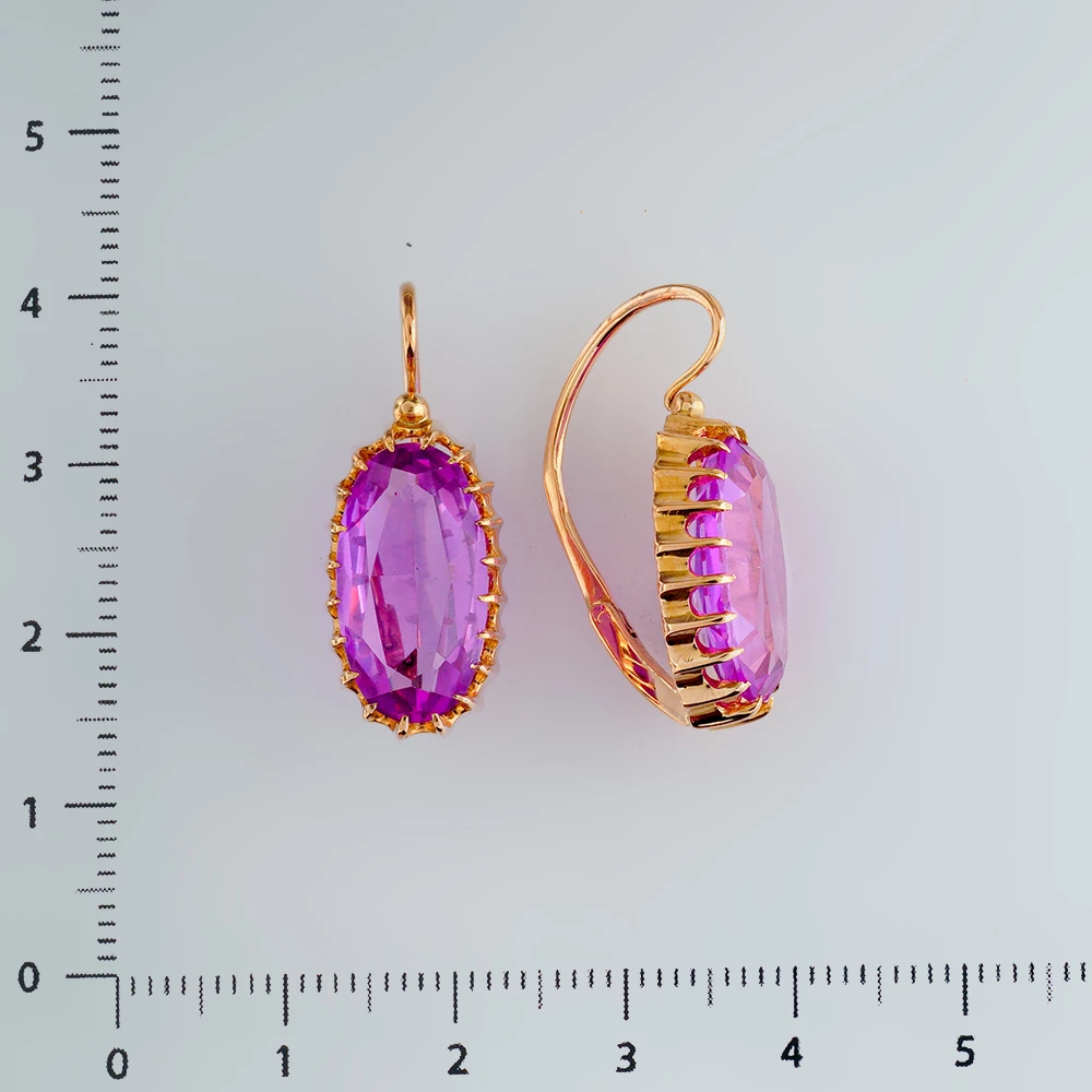 Серьги с фианитом из красного золота 583 пробы