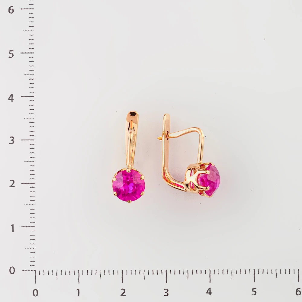 Серьги с фианитом из красного золота 583 пробы