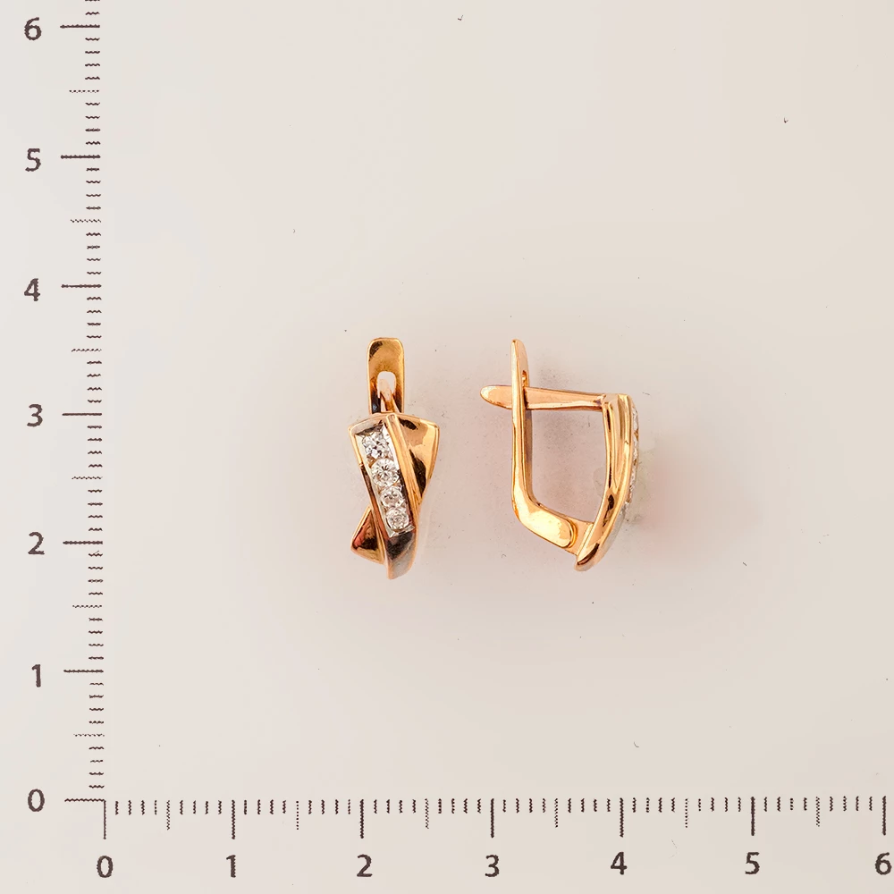 Серьги с фианитом из красного золота 585 пробы