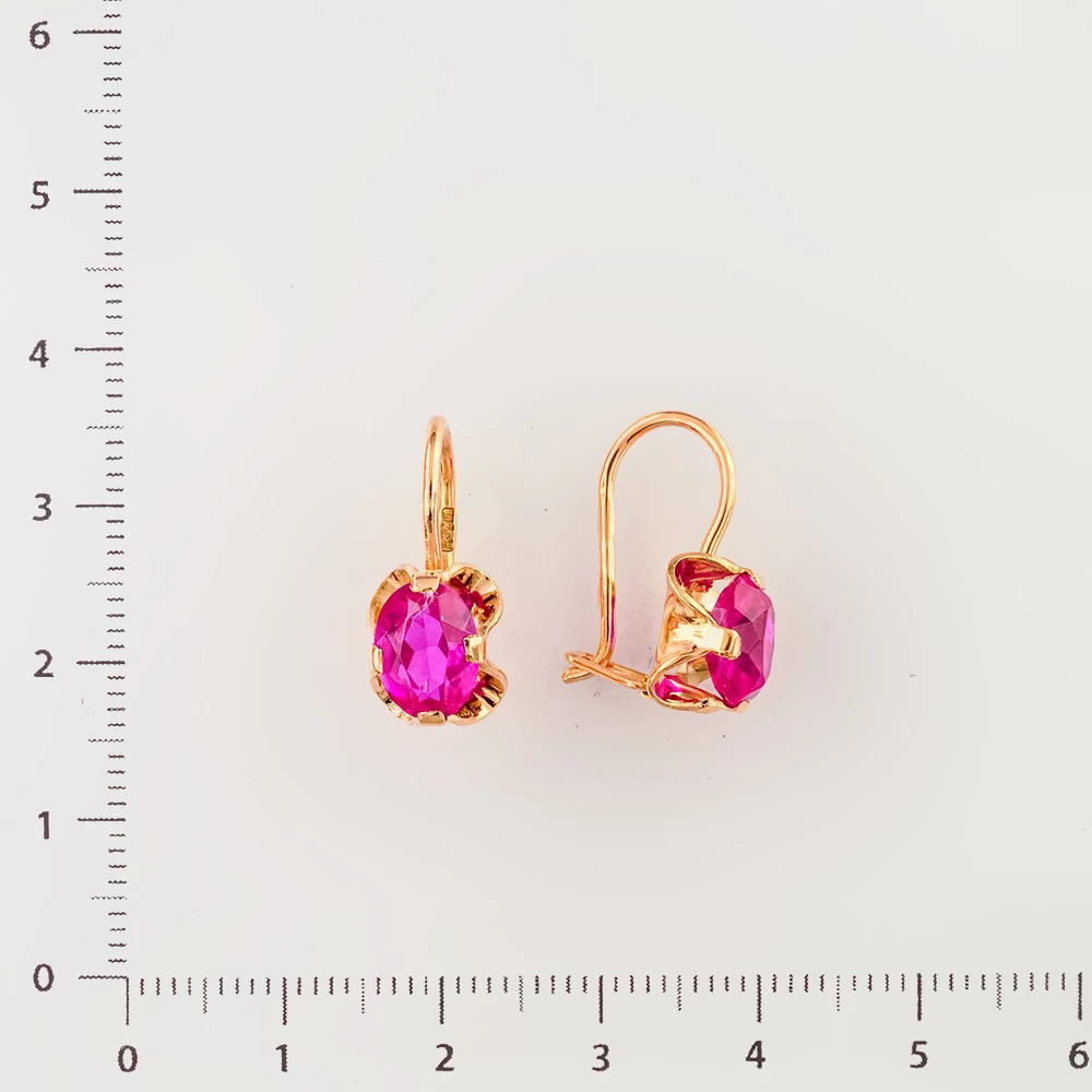 Серьги с фианитом из красного золота 583 пробы