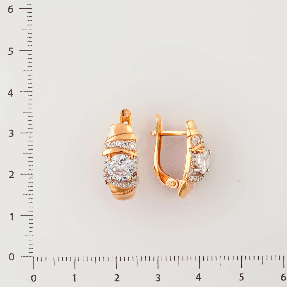 Серьги с фианитом из красного золота 375 пробы