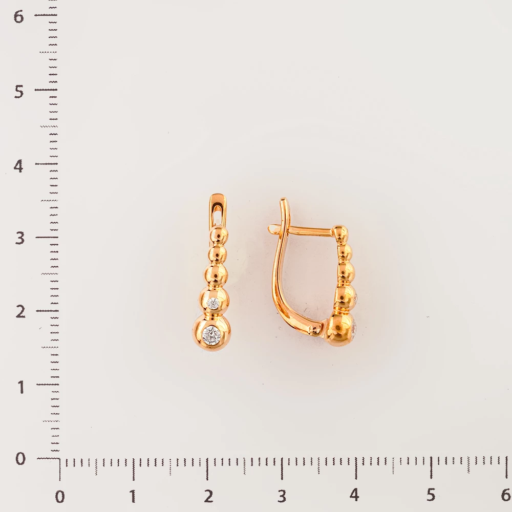 Серьги с фианитом из красного золота 585 пробы