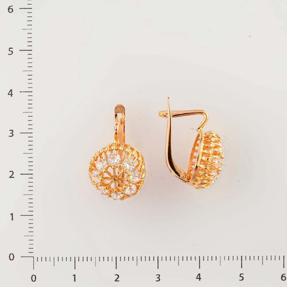 Серьги с фианитом из красного золота 583 пробы