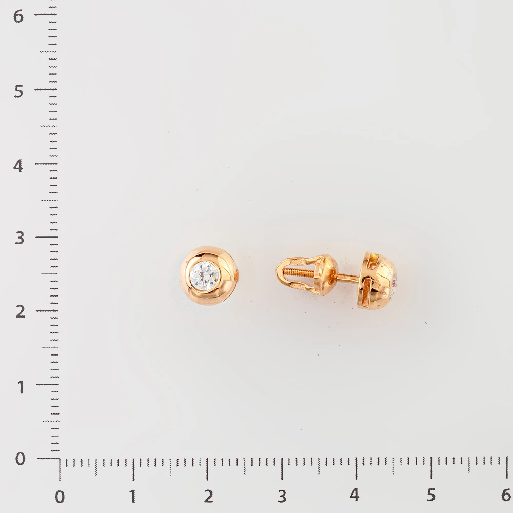 Серьги с фианитом из красного золота 585 пробы