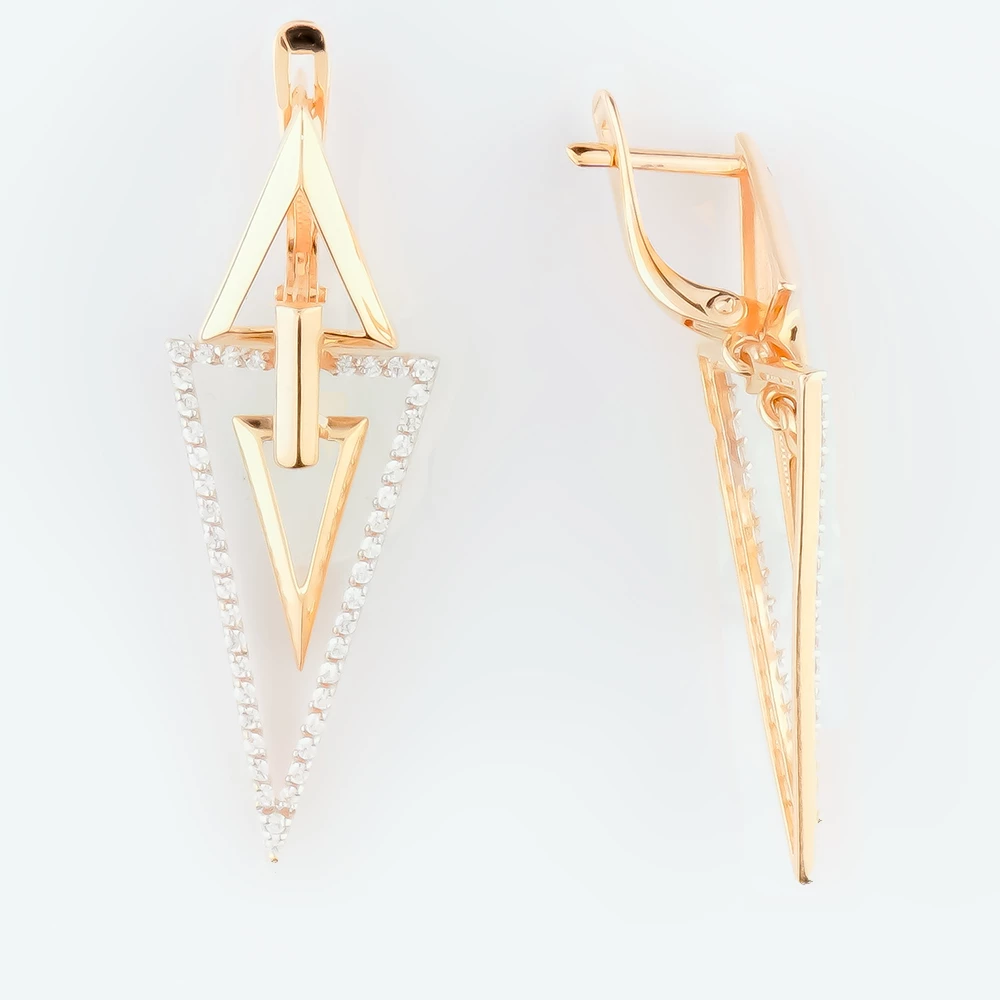 Серьги с фианитом из белого золота 585 пробы