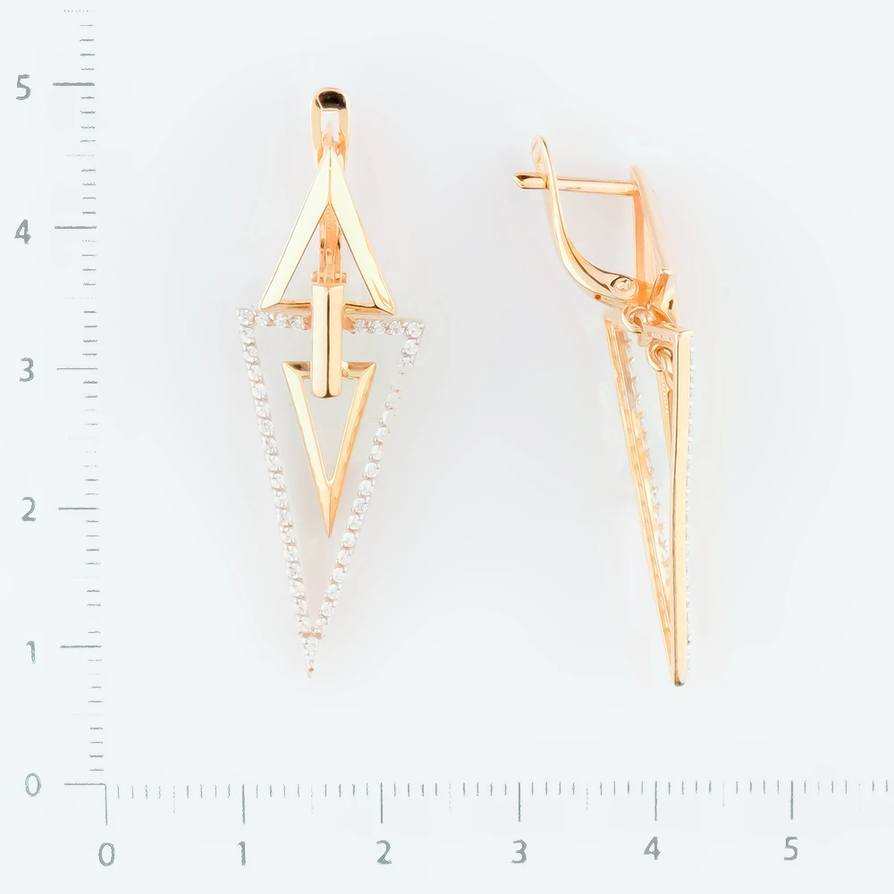 Серьги с фианитом из белого золота 585 пробы