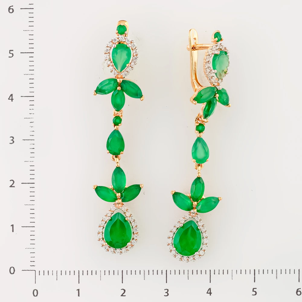 Серьги с агатом из красного золота 585 пробы