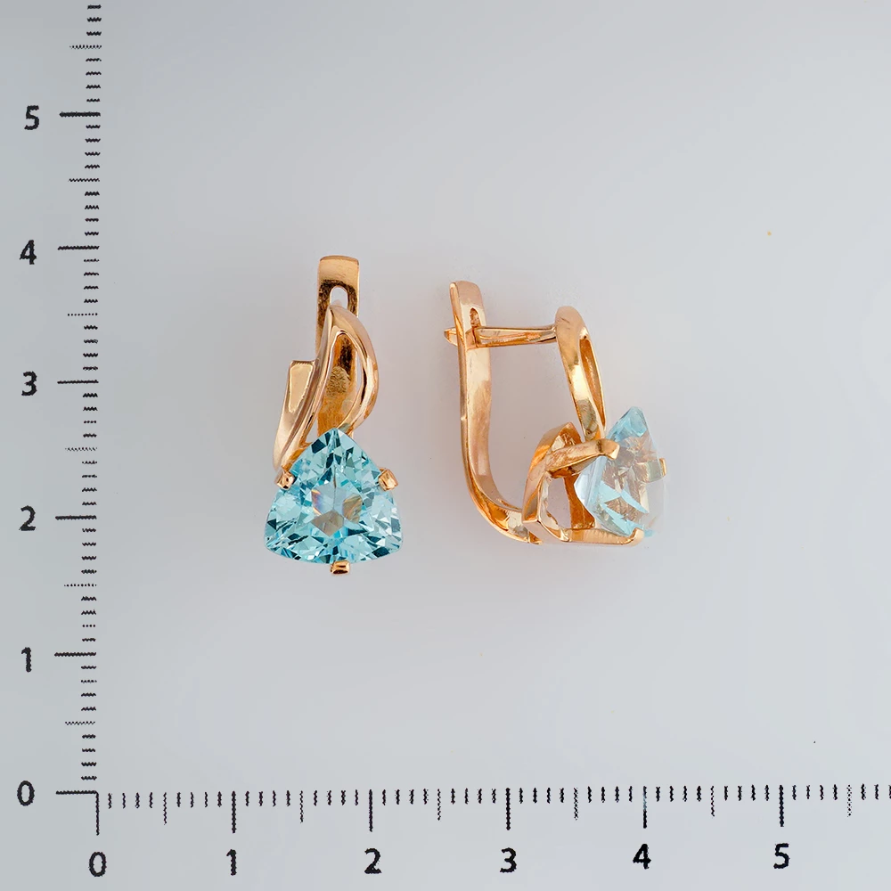 Серьги с топазом из красного золота 585 пробы