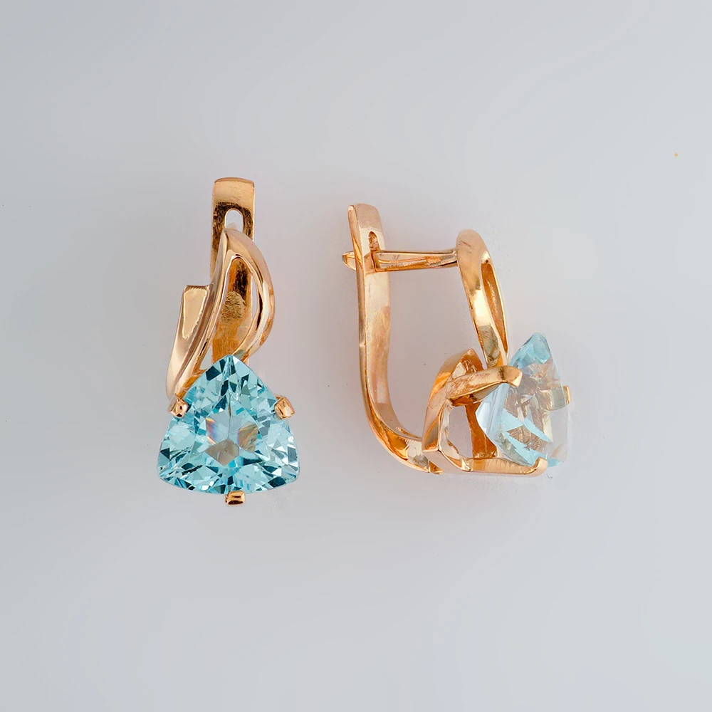 Серьги с топазом из красного золота 585 пробы