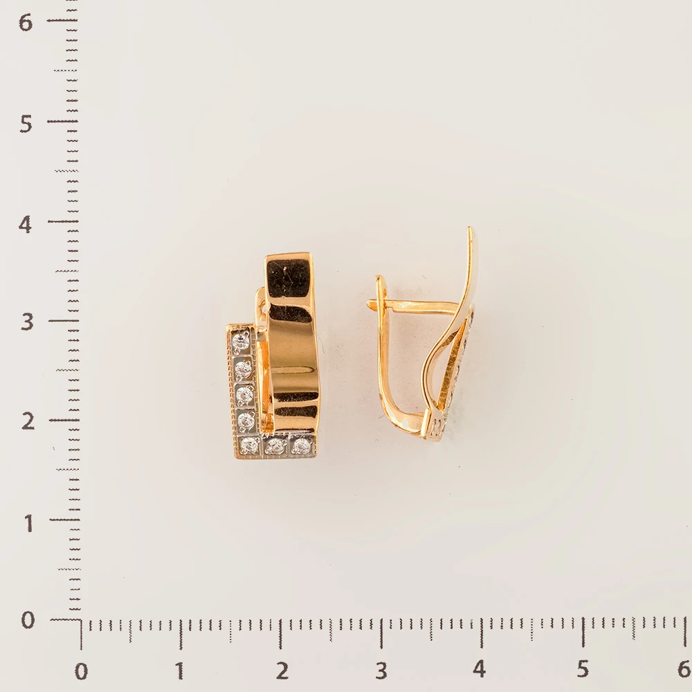 Серьги с фианитом из красного золота 585 пробы