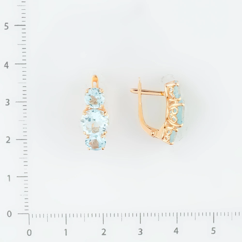 Серьги с топазом из красного золота 585 пробы