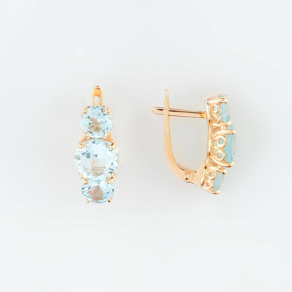 Серьги с топазом из красного золота 585 пробы