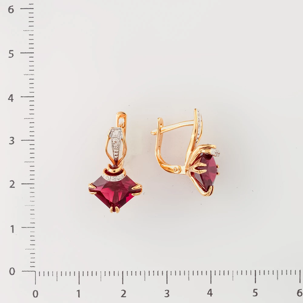 Серьги с гранатом из красного золота 585 пробы