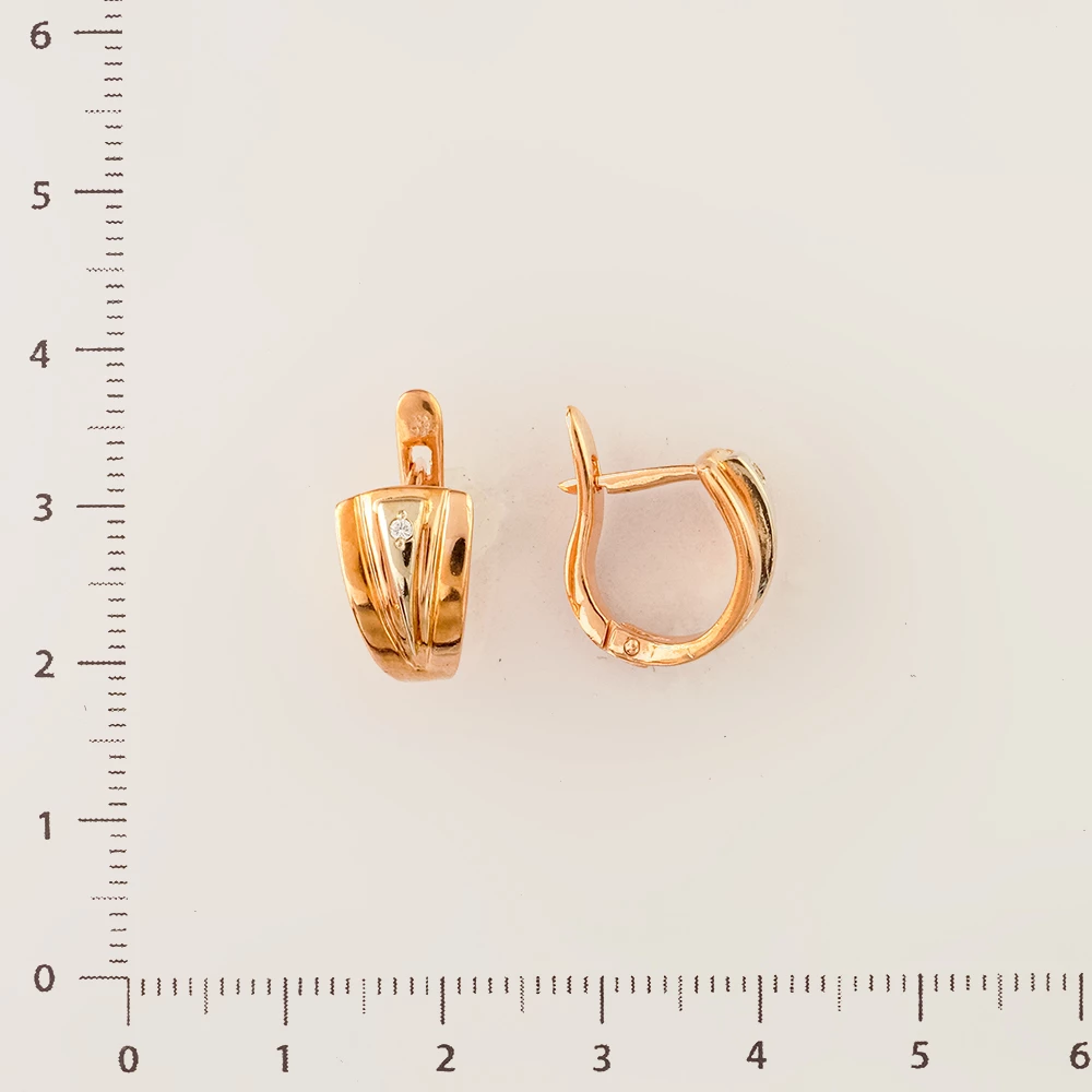 Серьги с фианитом из красного золота 585 пробы
