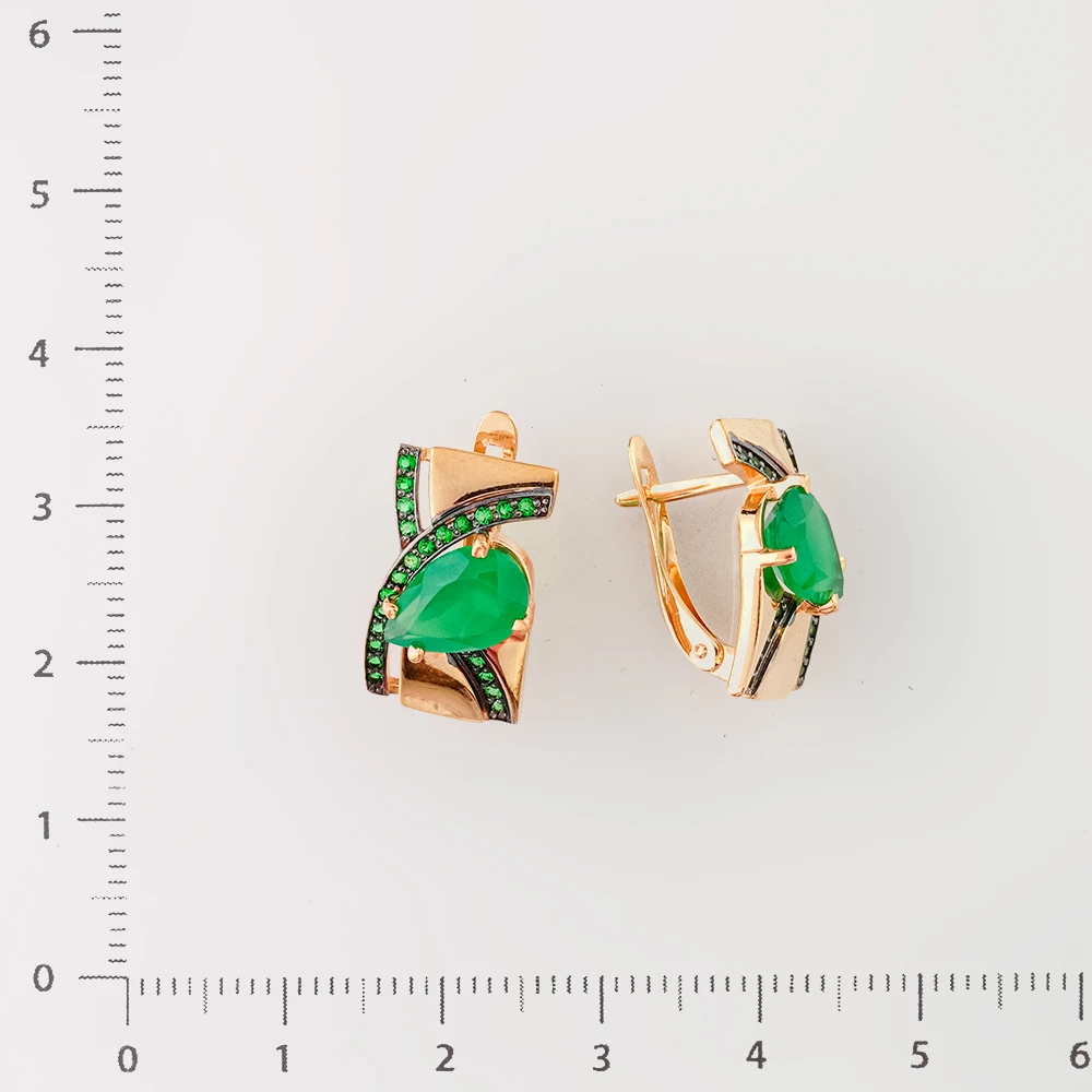 Серьги с агатом из красного золота 585 пробы