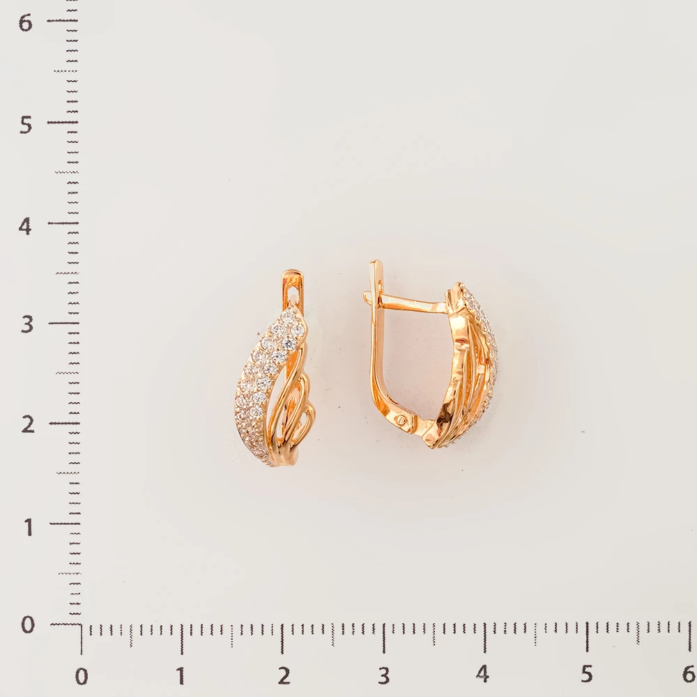 Серьги с фианитом из красного золота 585 пробы