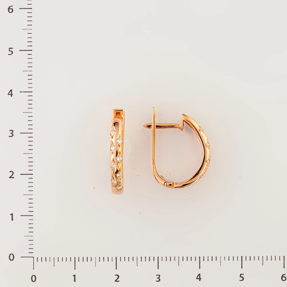 Серьги с фианитом из красного золота 585 пробы