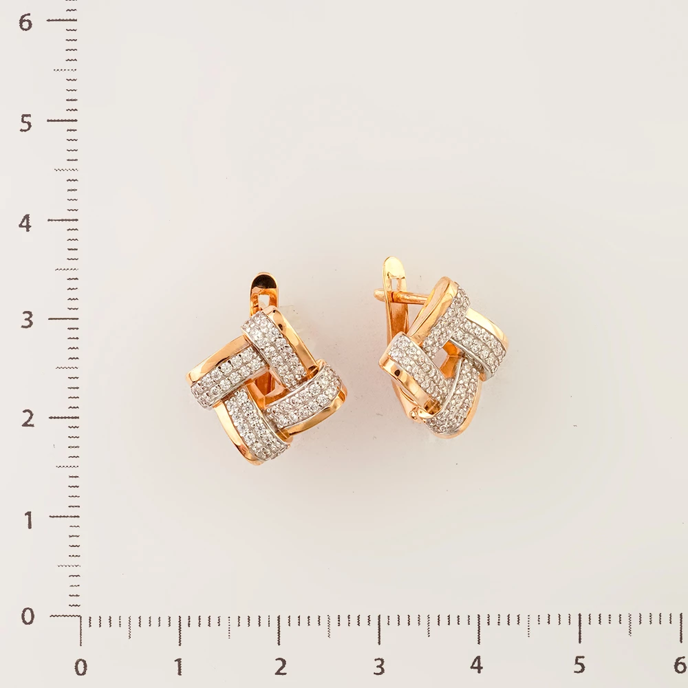 Серьги с фианитом из красного золота 375 пробы