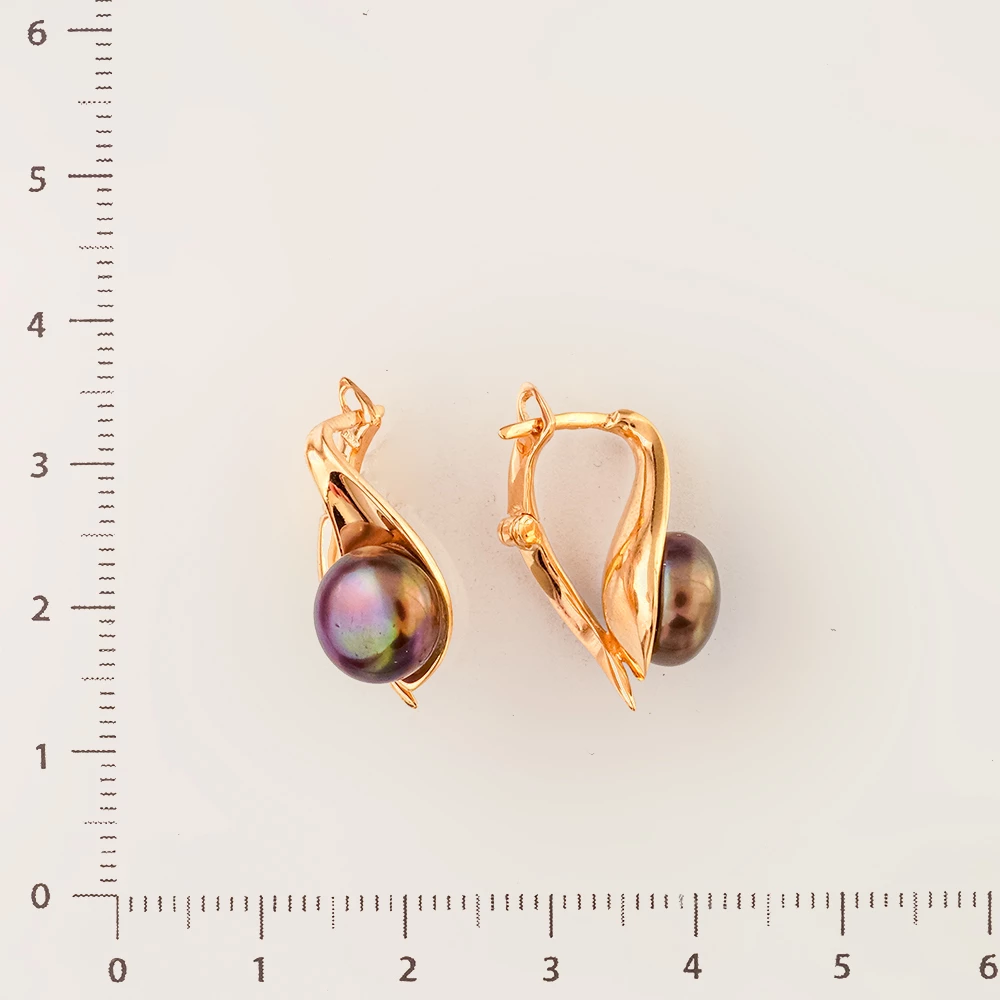 Серьги с культивированным жемчугом из красного золота 585 пробы