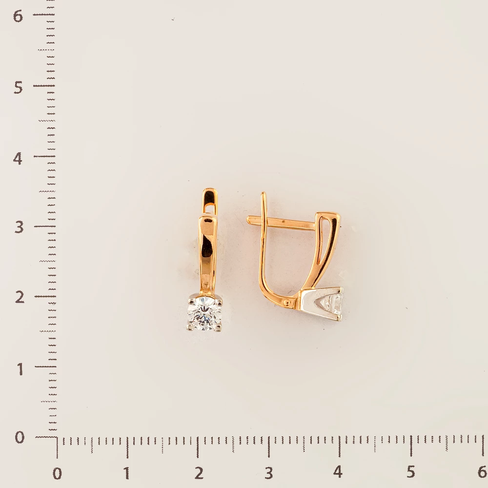 Серьги с фианитом из красного золота 585 пробы