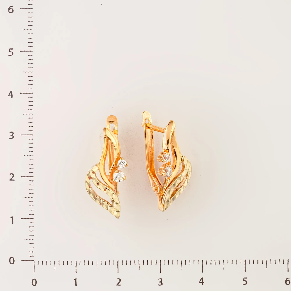 Серьги с фианитом из красного золота 585 пробы