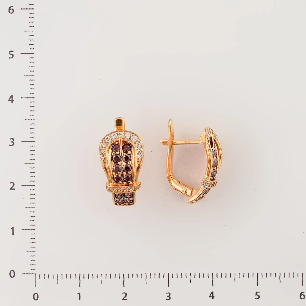 Серьги с фианитом из красного золота 585 пробы