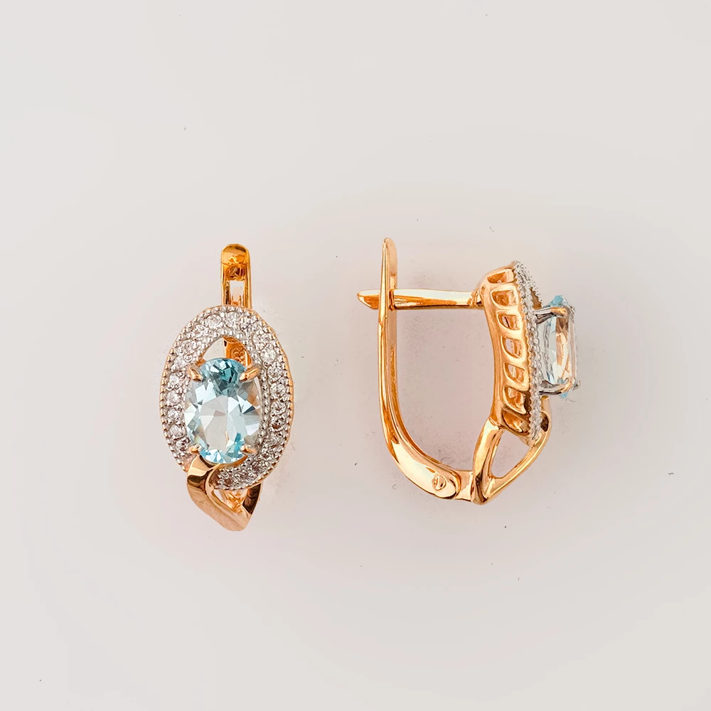 Серьги с топазом из красного золота 585 пробы