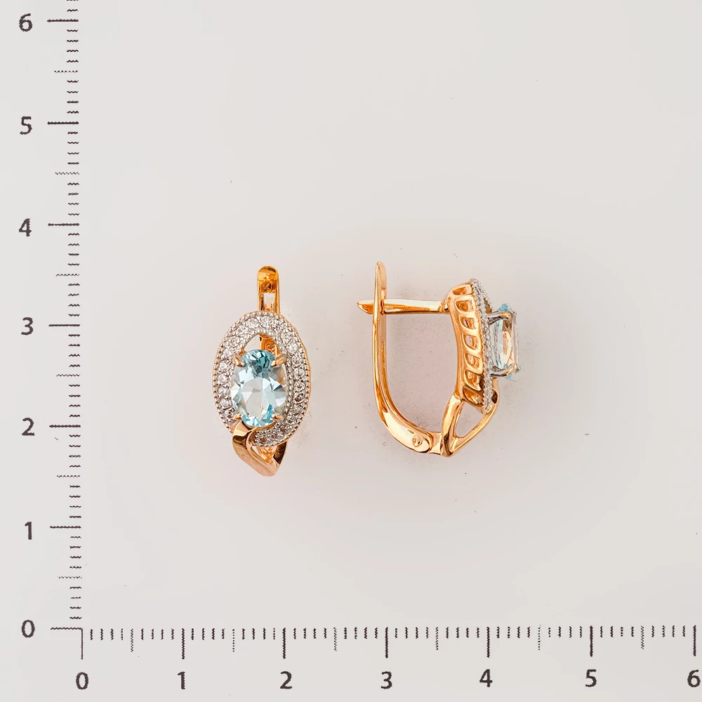 Серьги с топазом из красного золота 585 пробы
