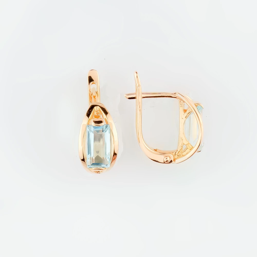 Серьги с топазом из красного золота 585 пробы