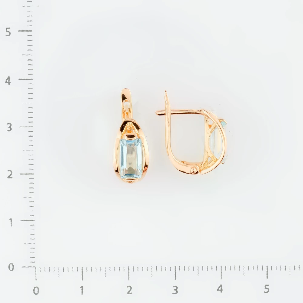 Серьги с топазом из красного золота 585 пробы