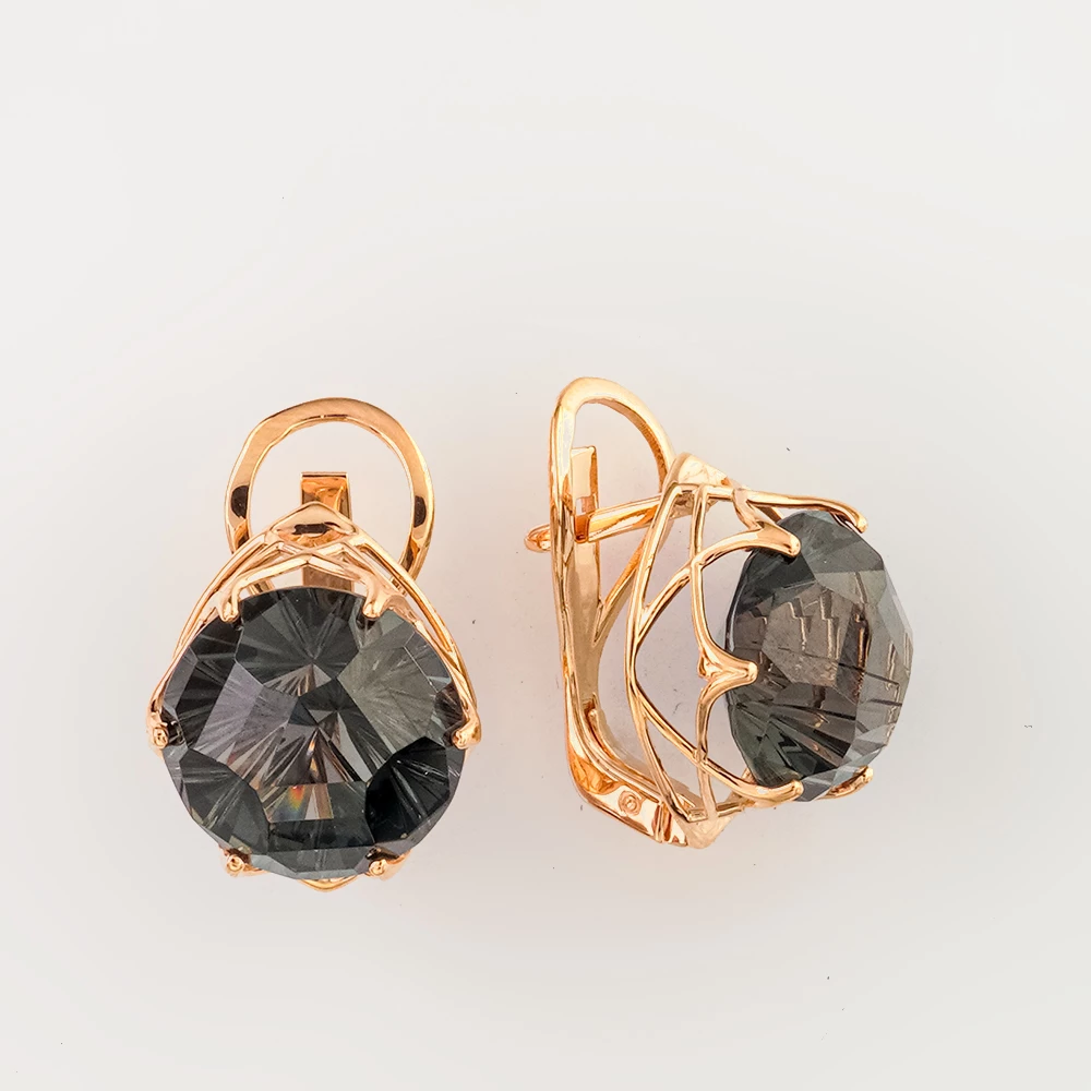 Серьги с ситаллом из красного золота 585 пробы