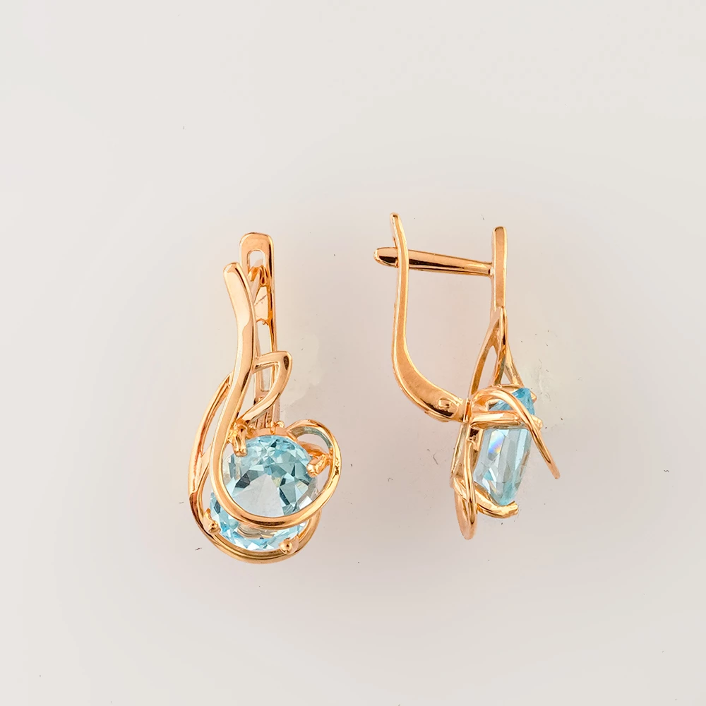 Серьги с топазом из красного золота 585 пробы