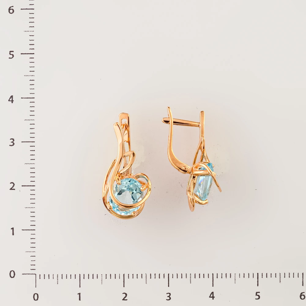 Серьги с топазом из красного золота 585 пробы