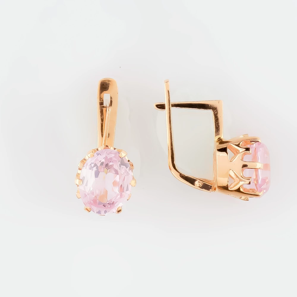 Серьги с фианитом из красного золота 583 пробы