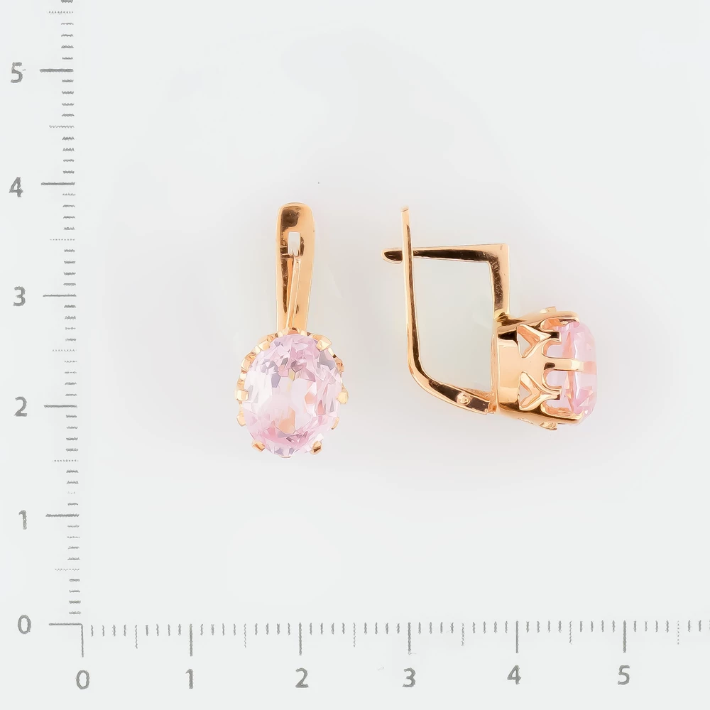 Серьги с фианитом из красного золота 583 пробы