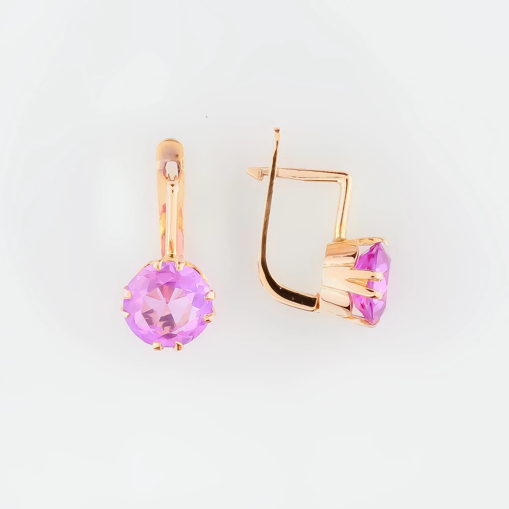 Серьги с фианитом из красного золота 583 пробы