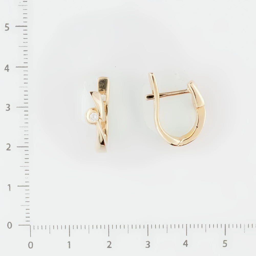 Серьги с фианитом из белого золота 585 пробы