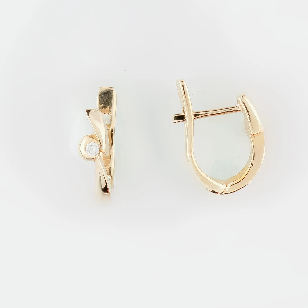 Серьги с фианитом из белого золота 585 пробы