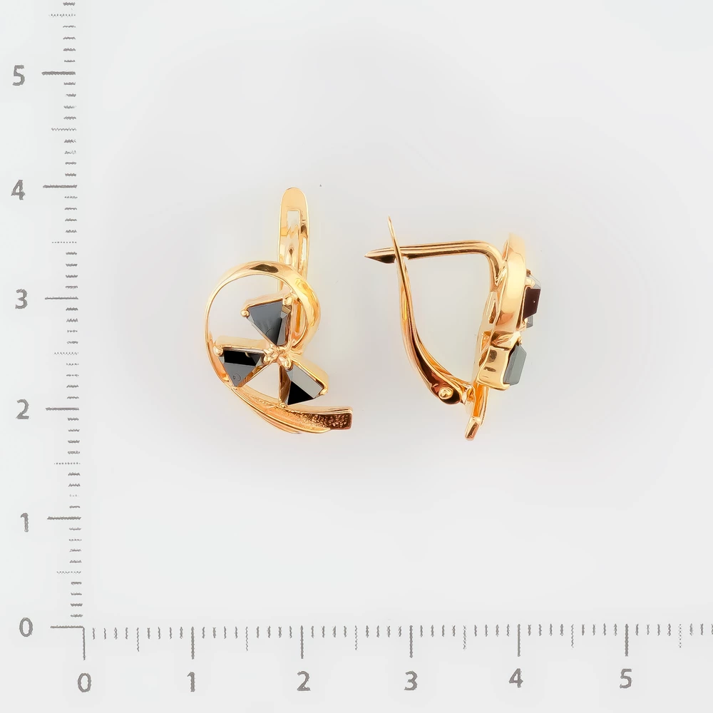 Серьги с фианитом из красного золота 585 пробы