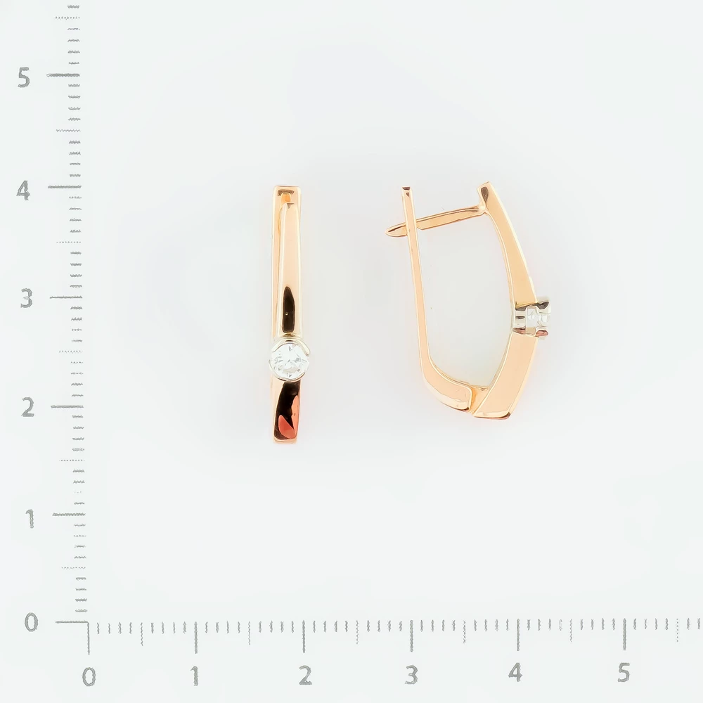 Серьги с фианитом из красного золота 585 пробы