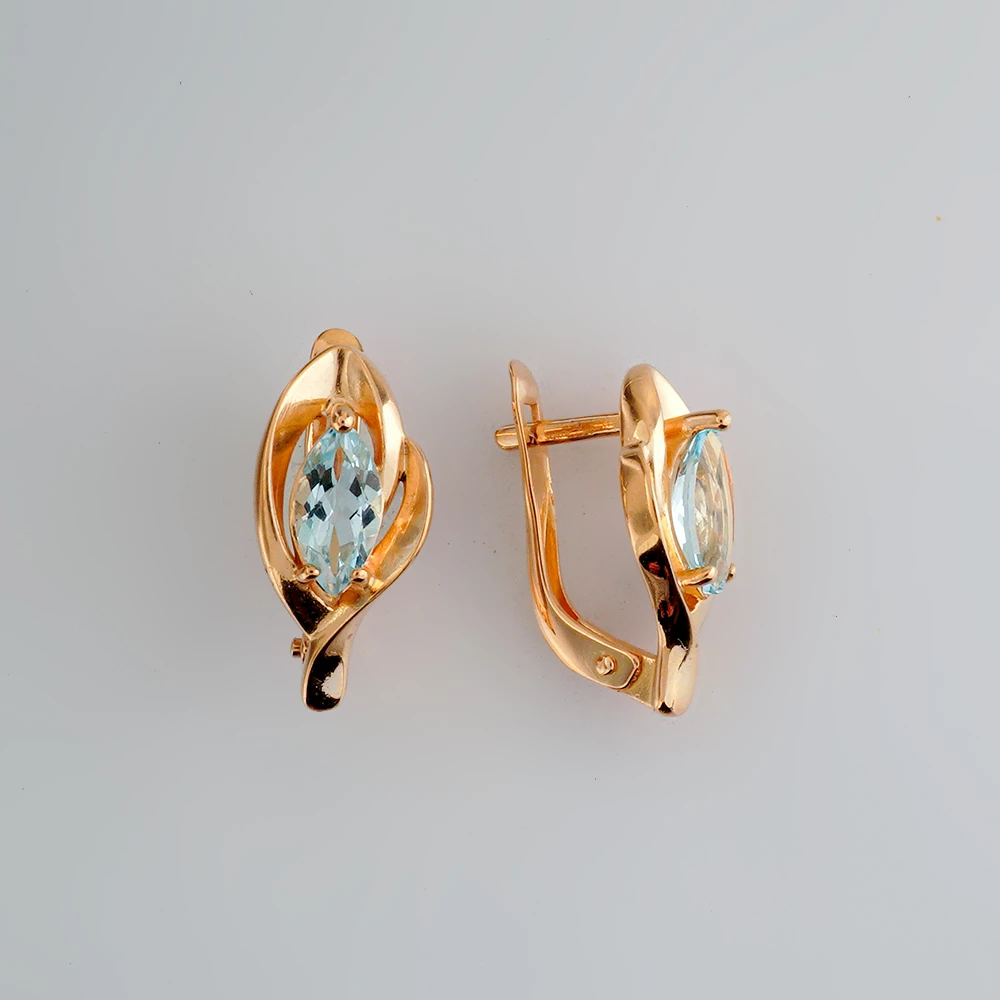 Серьги с топазом из красного золота 585 пробы