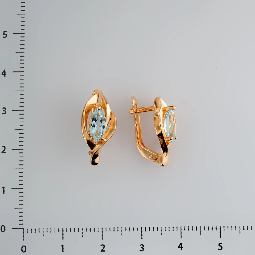Серьги с топазом из красного золота 585 пробы